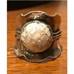 Ancient Roman Glass Modernist Sterling Silver Ring