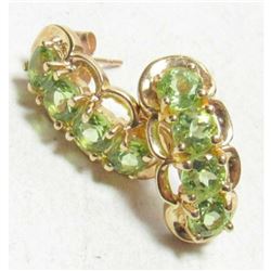 2.55cts Green Peridot Gemstone & Gold Drop Earrings