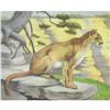 Image 1 : 1920's Mountain Lion, Color Lithograph Print