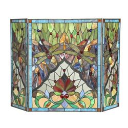 Tiffany Victorian-style Dragonfly Folding Fireplace Screen