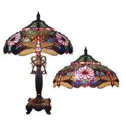 Tiffany Style Dragonfly Design Stained Glass Table Lamp
