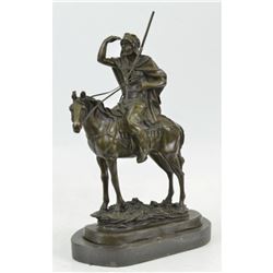 Arab Man On Horse Bronze Sculpture