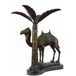 Signed Limited Edition Bronze Sculpture, Resting Camel, Desert Oasis