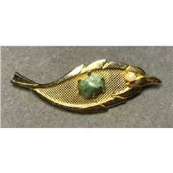 Mid Century Modern Leaf Brooch Pin