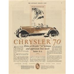 1927 Chrysler Motorcar Saturday Evening Post Advertisement