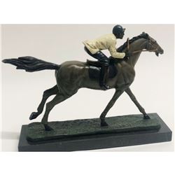 Equestrian Jockey On Horse Bronze Sculpture