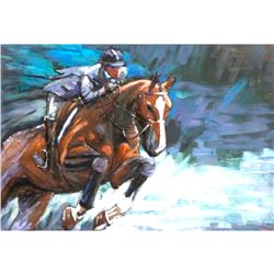 Mixed Media 3D Equestrian Sports Metal Painting