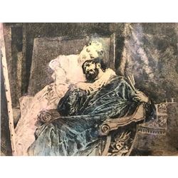 19thc Hand-colored Etching, Charles Courtry, Love