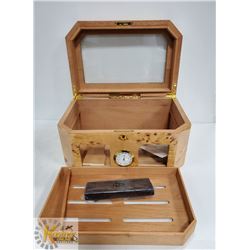 LTH - 0112 HUMIDOR LIGHT BURL GLOSS FINISH WITH GL