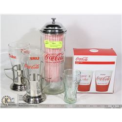 PAIR OF  COCA COLA FOUNTAIN GLASSES AND MATCHING