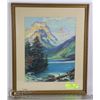 Image 1 : FRAMED VINTAGE ORIGINAL ACRYLIC & PASTEL MOUNTAIN
