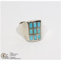 STERLING SILVER RING WITH TURQUOISE INLAY