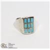 Image 1 : STERLING SILVER RING WITH TURQUOISE INLAY