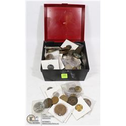BOX, VINTAGE COIN COLLECTION SOME 100+  YEARS OLD