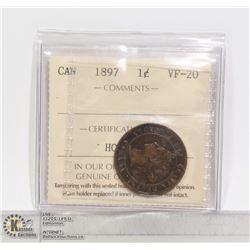 1897 CANADA ICCS CERTIFIED LARGE CENT VF20