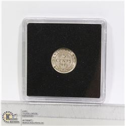 1943 NEWFOUNDLAND SILVER 5 CENT HIGH GRADE