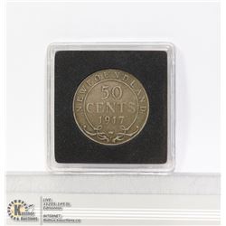 1917 NEWFOUNDLAND SILVER 50 CENT COIN