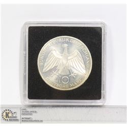 1972 MUNICH OLYMPIC SOLID SILVER 10 MARK COIN