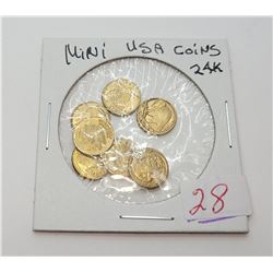 11)  LOT OF 7 US 24K GOLD PLATED MINI COINS