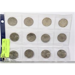 U.S. 50-CENT COINS- 12 ASSORTED DATES