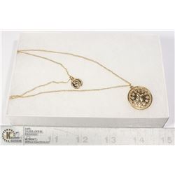 GOLD TONE ROMAN COIN & CROSS NECKLACE