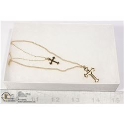 GOLD TONE DOUBLE CROSS FASHION NECKLACE