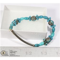 SILVER TONE TURQUOISE TYPE BRACELET