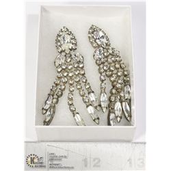 VINTAGE SILVER TONE CRYSTAL EARRINGS