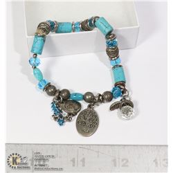 SILVER TONE TURQUOISE BEADS TYPE BRACELET