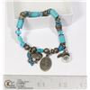Image 1 : SILVER TONE TURQUOISE BEADS TYPE BRACELET