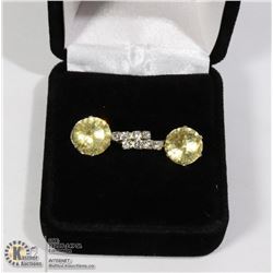 SILVER TONE YELLOW WHITE CUBIC DIAMONDS