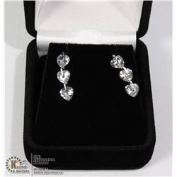 SILVER TONE CUBIC X3 DIAMOND EARRINGS