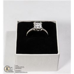 SILVER TONE 1 CARAT CUBIC DIAMOND RING