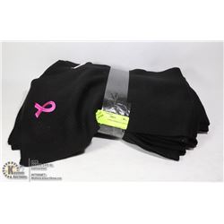 BUNDLE OF 6 PINK RIBBON SCARVES (BLACK)