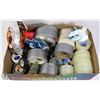 Image 1 : BOX WITH 35+ ROLLS OF TAPE - NEW CLEAR