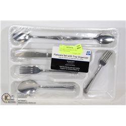 NEW 48PC FLATWARE SET WITH TRAY ORGANIZER