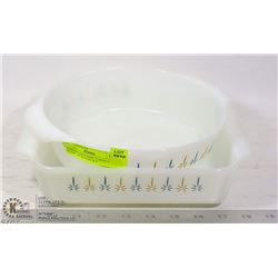 VINTAGE FIRE KING "CANDLE GLOW"- 9" ROUND & 9"