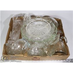 CRYSTAL & GLASSWARE- BOX LOT ASSORTED