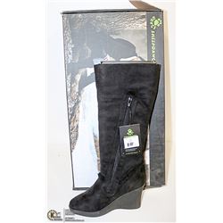 DAWGS WOMENS FASHION 15" WEDGE BOOTS BLACK