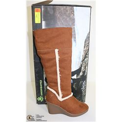 DAWGS WOMENS FASHION 15" WEDGE BOOTS CHESTNUT