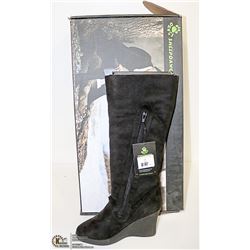 DAWGS WOMENS FASHION 15" WEDGE BOOTS BLACK
