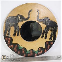 HAND CARVED ELEPHANT MIRROR 16 INCHES WIDE