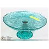 Image 1 : TEAL BLUE CAKE STAND 12 INCHES WIDE, FLORAL DESIGN