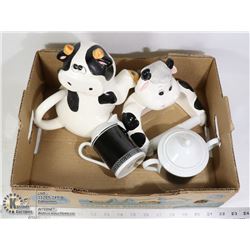 BOX OF COW ITEMS COW TEAPOT (4 CUP), COW TOILET