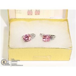 STERLING SILVER EARRINGS WITH PINK CZ AND 2 SMALL