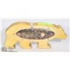 Image 1 : POLAR BEAR PIGGY BANK WITH OLD PENNIES