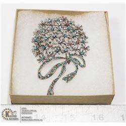 RHINESTONE TREE OF LIFE BROOCH