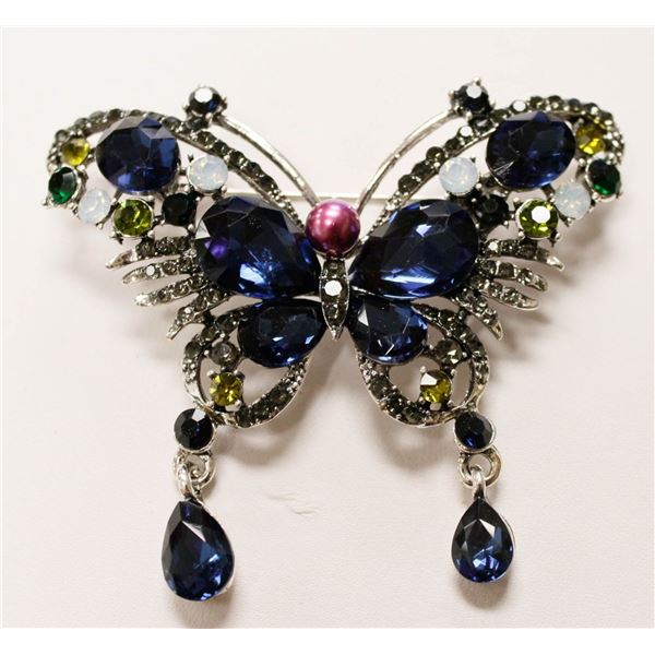 RHINESTONE BUTTERFLY BROOCH