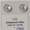 Image 6 : 14K WHITE GOLD DIAMOND(F-G,I2-I3)(0.8CT) EARRINGS