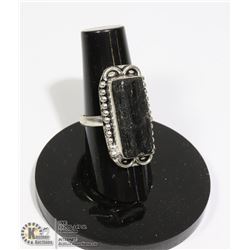 #58-BLACK TOURMALINE RING (RAW) SIZE 6